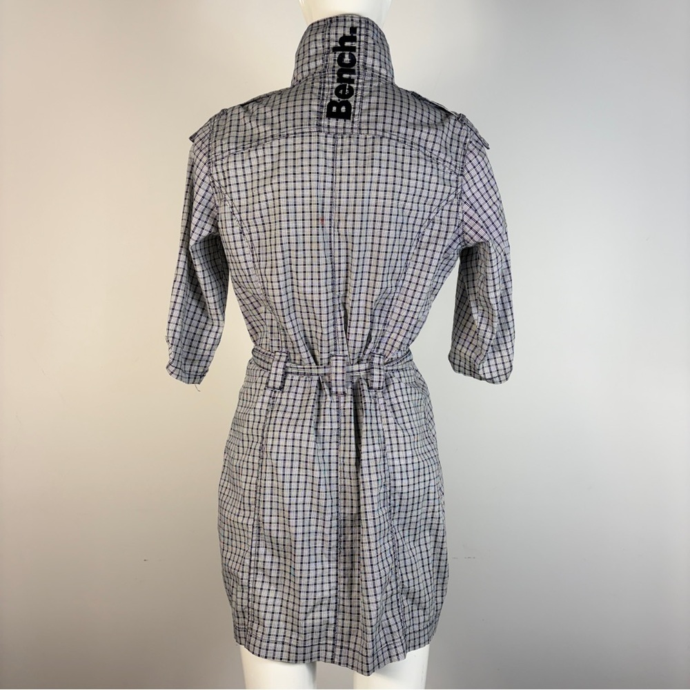 Y2K Gingham Raincoat - Cyber Grunge Plaid Utility Jacket - Belted Bench L - Picture 4 of 12